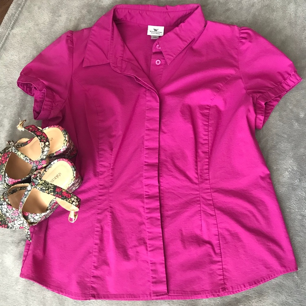 Fuchsia Short-Sleeved Button Down